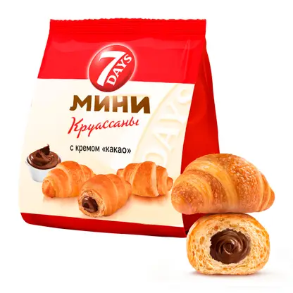 Изображение товара Мини-круассаны с какао-кремом 7 Days 123г