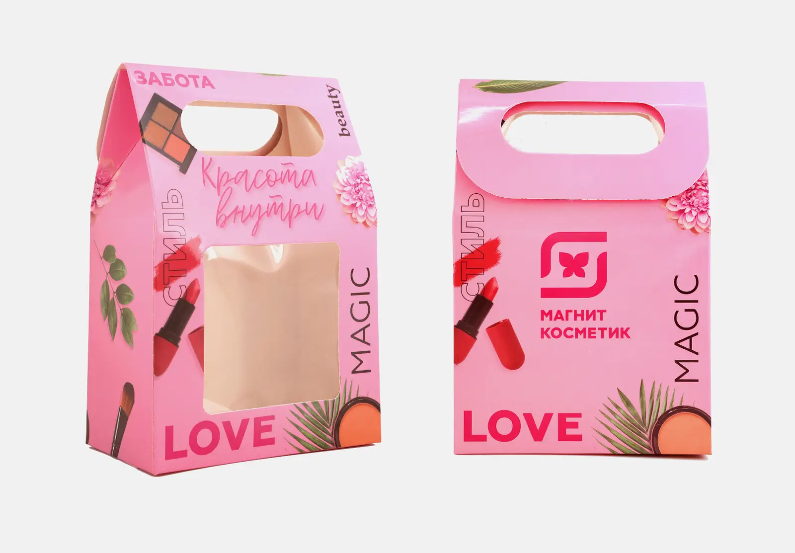 Подарочный пакет Магнит Косметик AB с окошком 26*32*12см