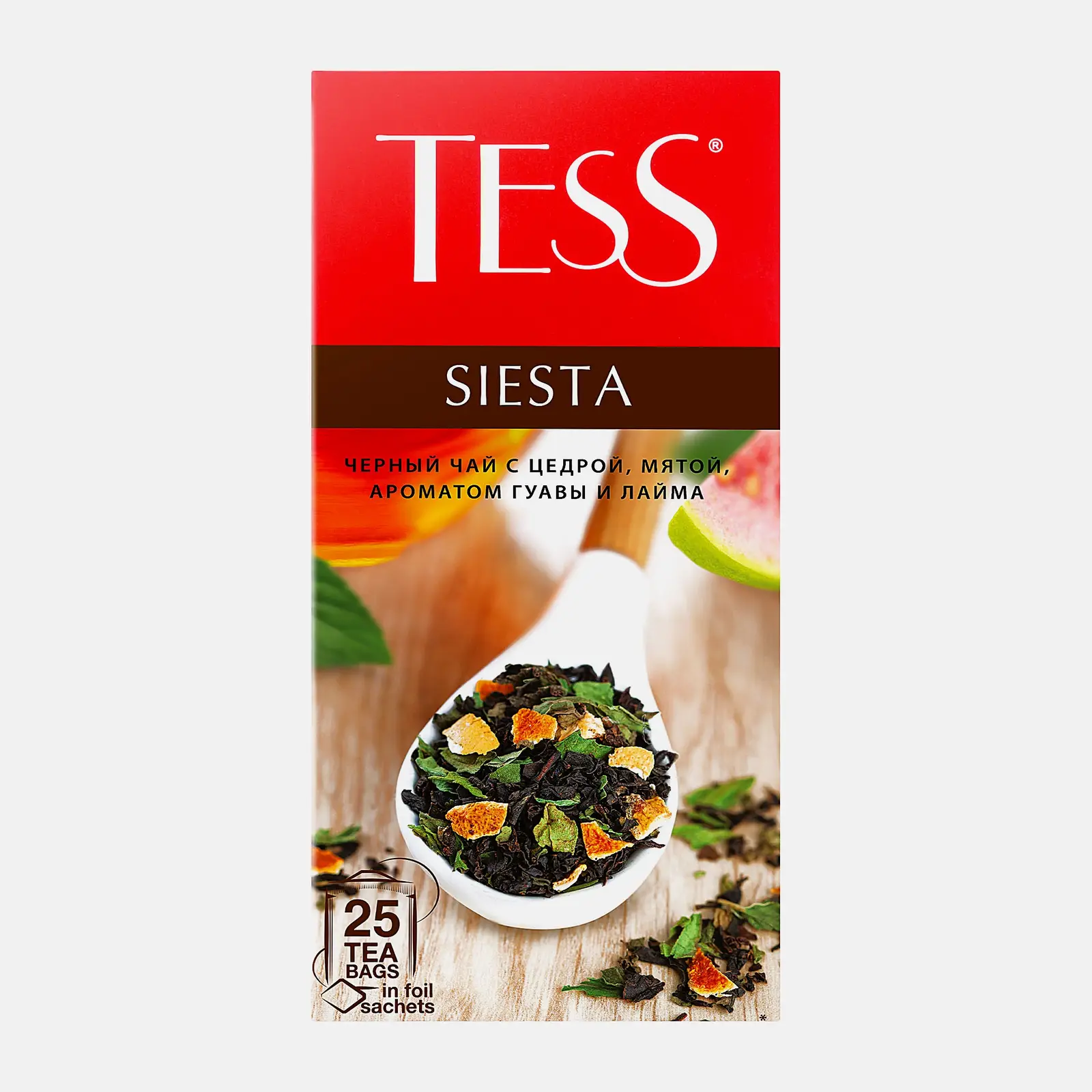 Изображение товара Чай черный Tess Siesta с цедрой гуава-лайм и мятой 25 пакетов