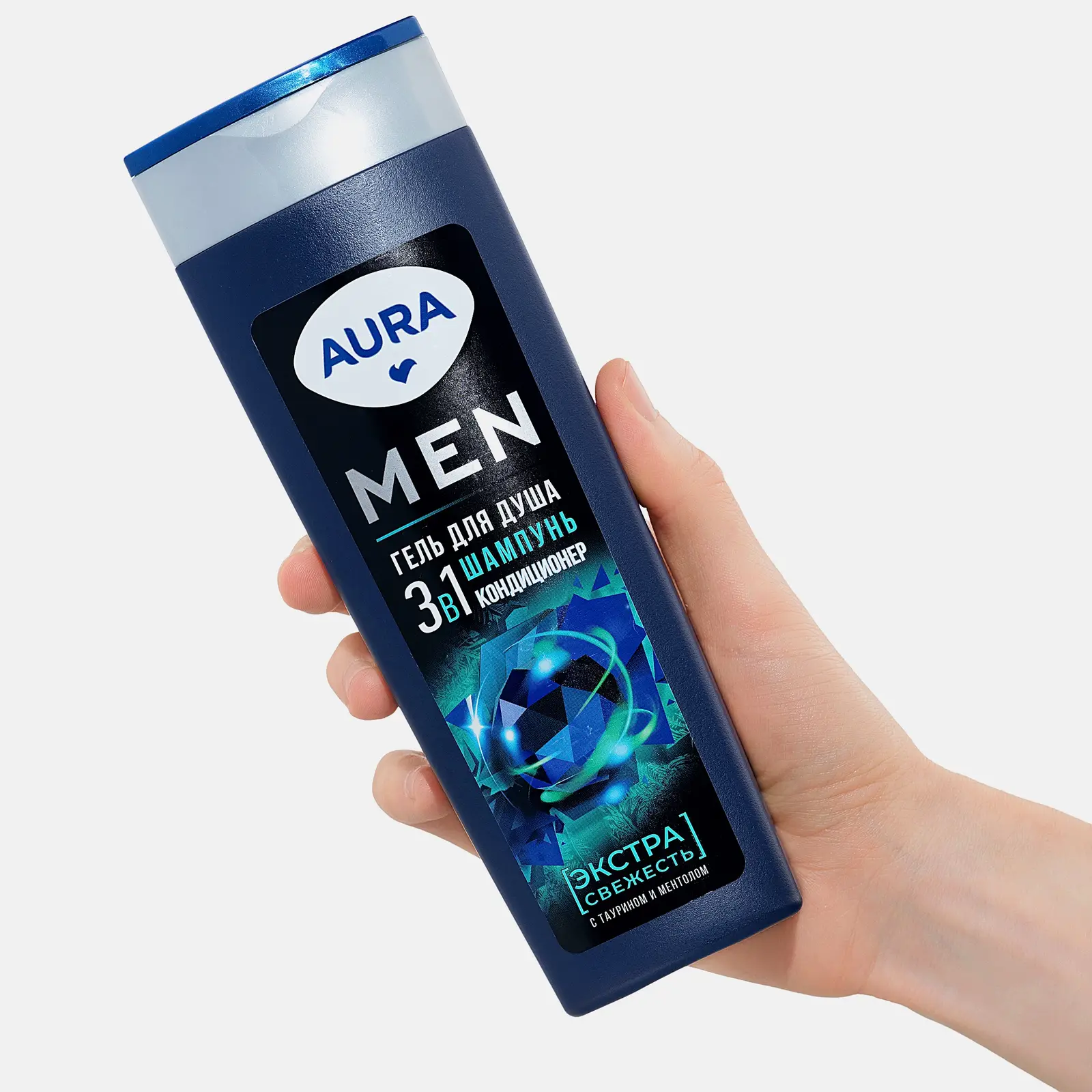 Гель для душа Aura Men 3в1 Экстра свежесть 380мл - фото 2 Гель для душа Aura Men 3в1 Экстра свежесть 380мл - фото 2