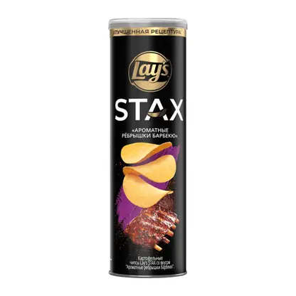 Изображение товара Чипсы Ароматные ребрышки барбекю Lays Stax 140г