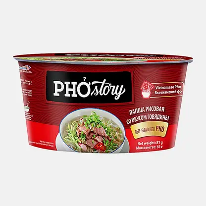 Лапша быстрого приготовления с вкусом говядины Chin-Su Pho Story 81г