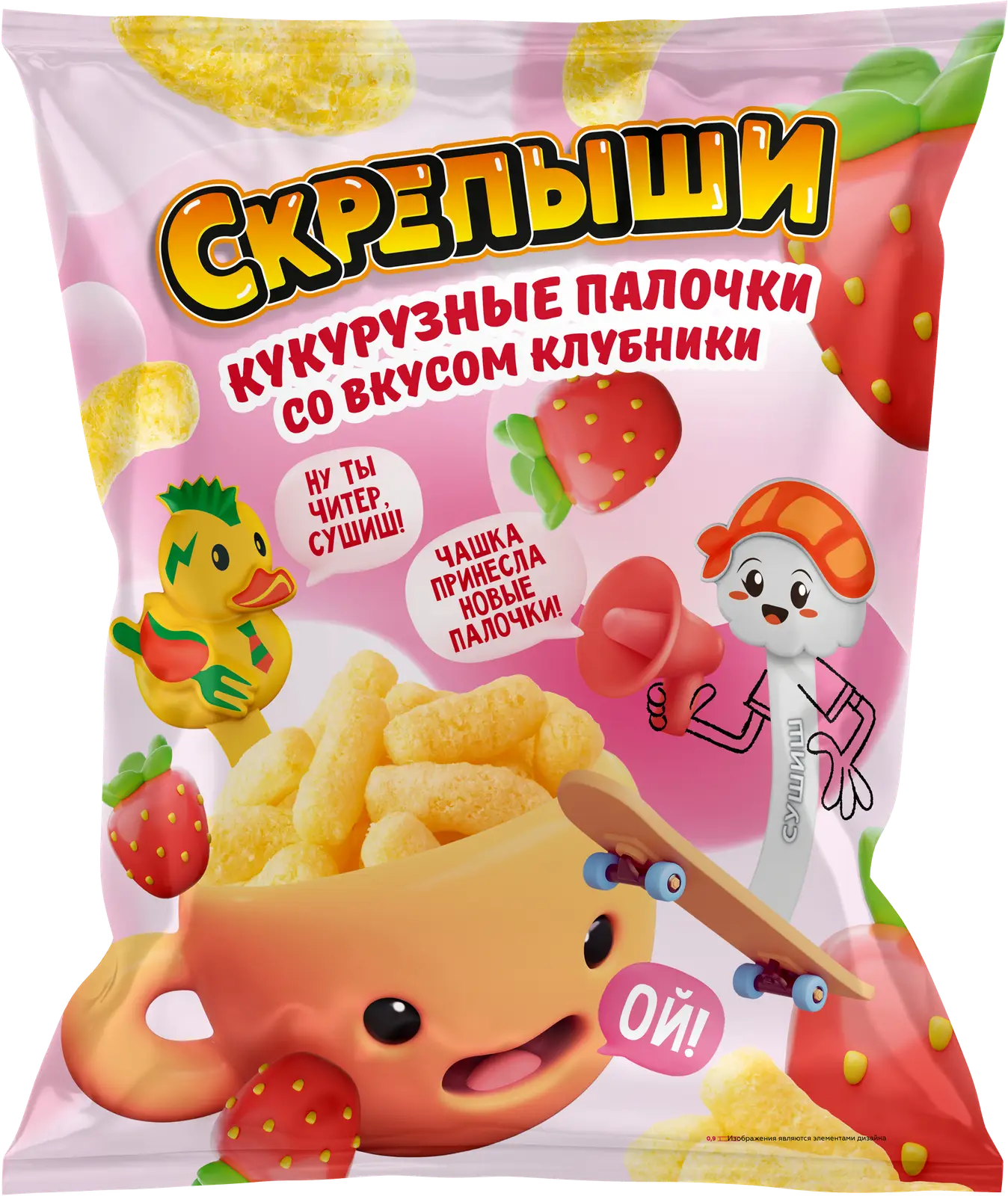 Кукурузные палочки Скрепыши со вкусом клубники 100г - Магнит-Продукты