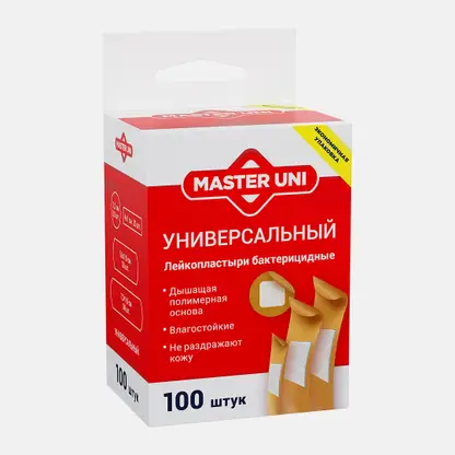 Бактерицидный лейкопластырь Master Uni 100шт