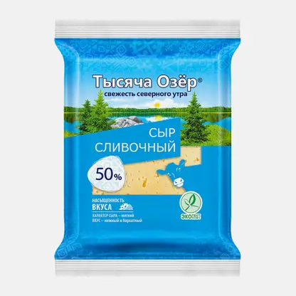 Сыр Сливочный 50% Тысяча Озёр 180г