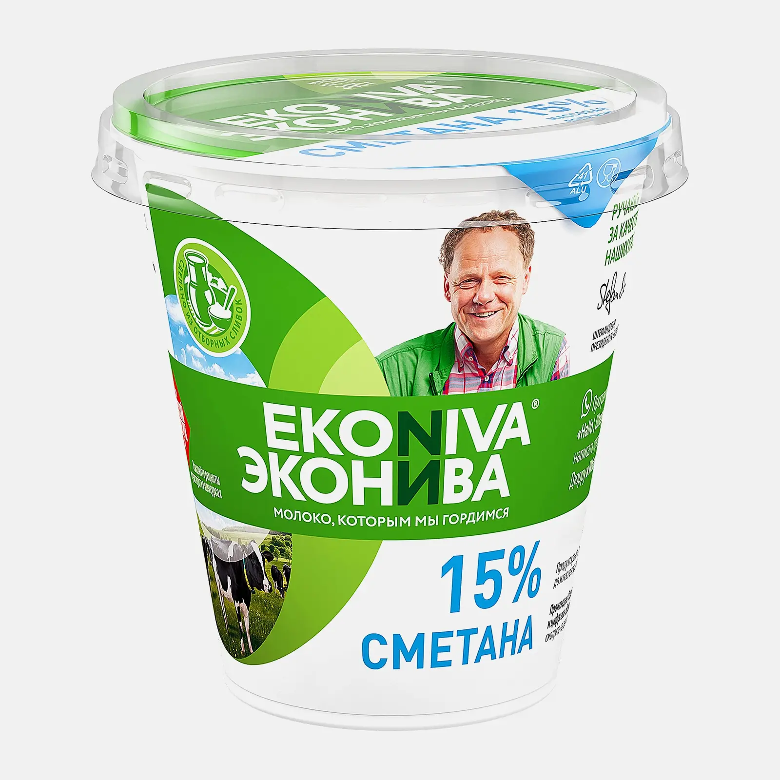 Изображение товара Сметана ЭкоНива 15% 300г - натуральный продукт