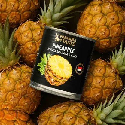 Изображение товара Кольца ананаса консервированные в собственном соку Premiere of Taste 425г