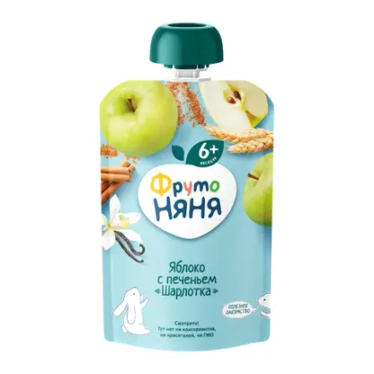 Изображение товара Пюре ФрутоНяня Шарлотка с яблоком и печеньем 90г