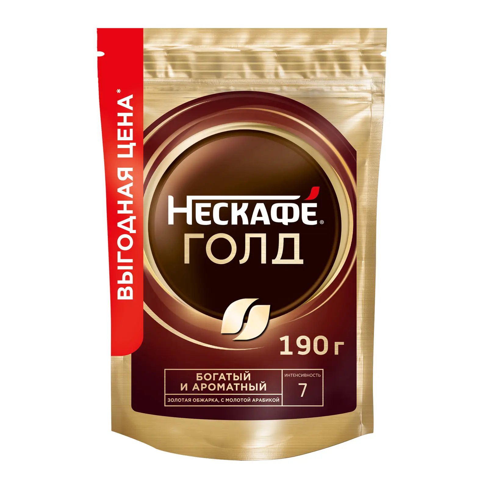 Изображение товара Кофе растворимый Нескафе Голд натуральный сублимированный 190г