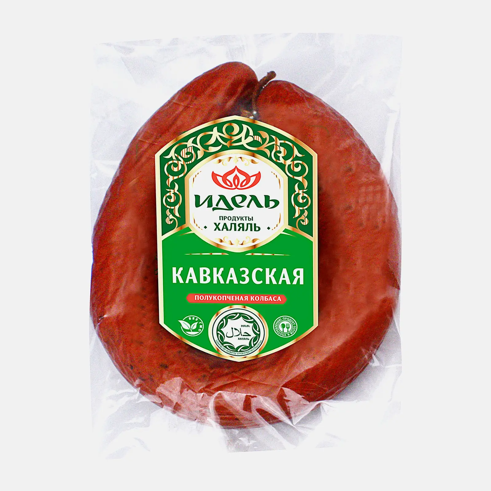 Изображение товара Колбаса Идель Кавказская Халяль полукопченая 400г