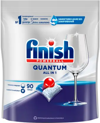 Изображение товара Таблетки для посудомоечных машин Finish Quantum All In 1 90шт