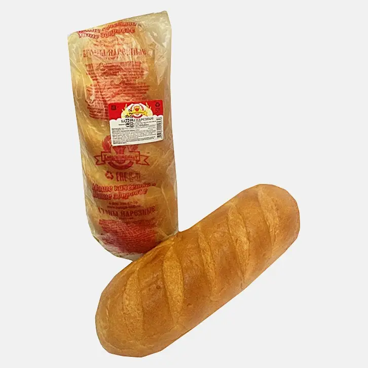 Изображение товара Батон Нарезной подовый Хлебокомбинат 380г свежий хлеб высокого сорта