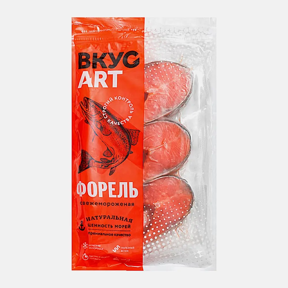 Форель ВкусАрт стейк на коже без головы замороженная 500г