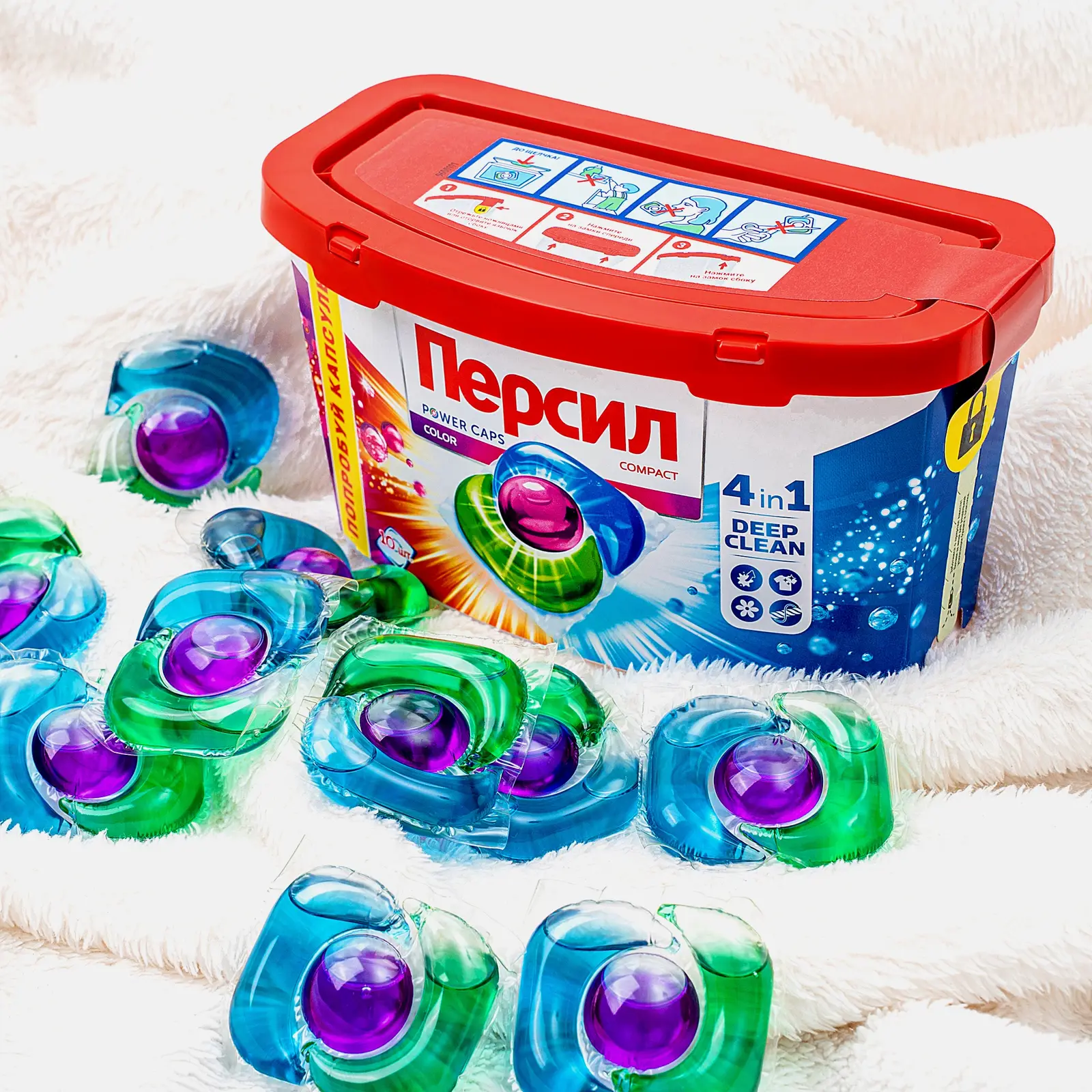 Капсулы для стирки Персил Пауэр Капс Колор 4в1 для цветного белья 10шт