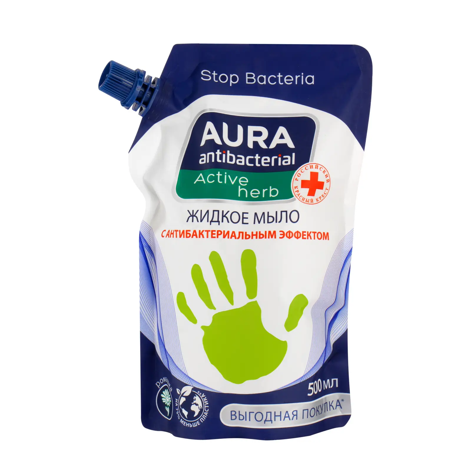 Мыло жидкое Aura Antibacterial Active Herb с антибактериальным эффектом Ромашка 500мл