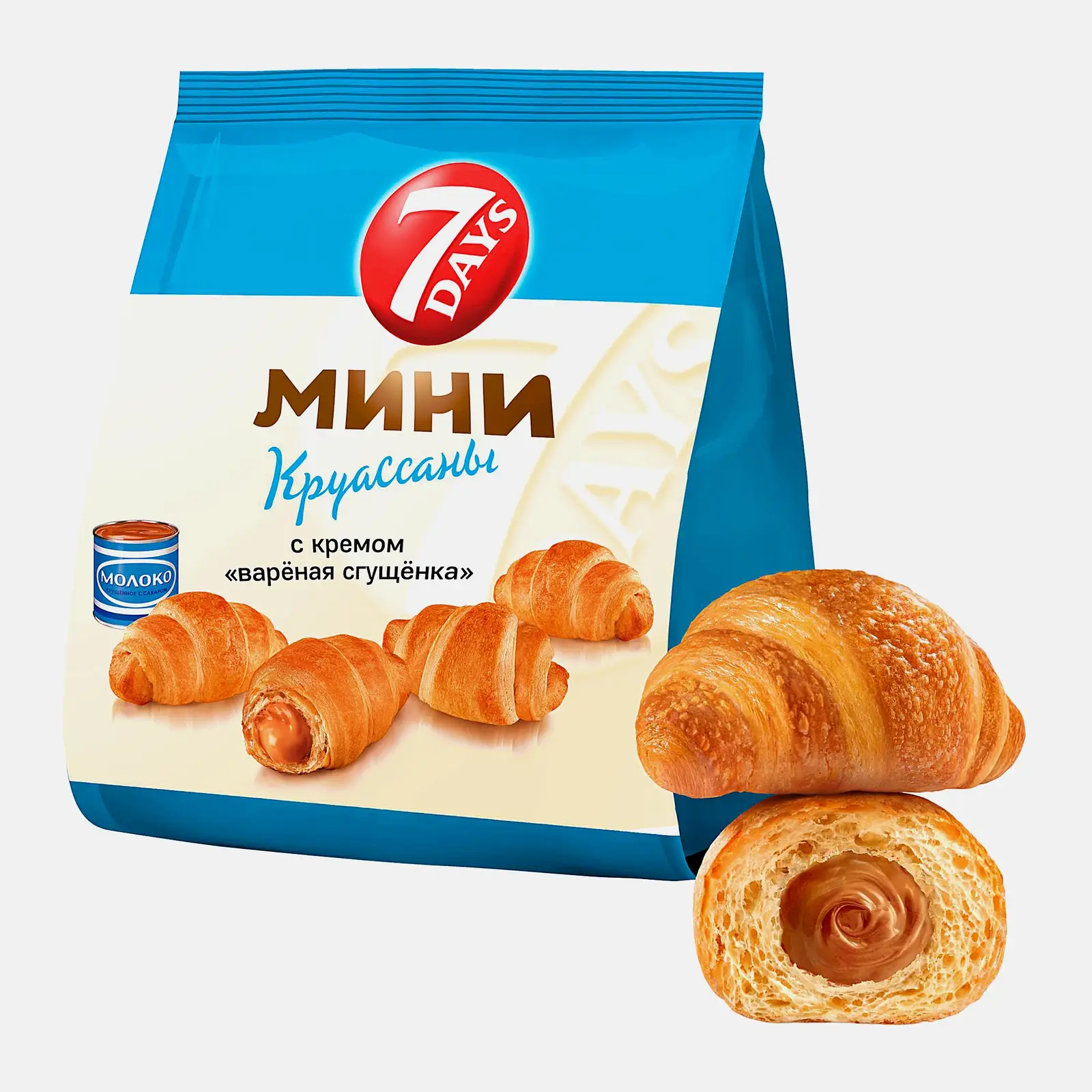 Изображение товара Мини-круассаны с кремом вареная сгущенка 7Days 265г Изображение товара Мини-круассаны с кремом вареная сгущенка 7Days 265г