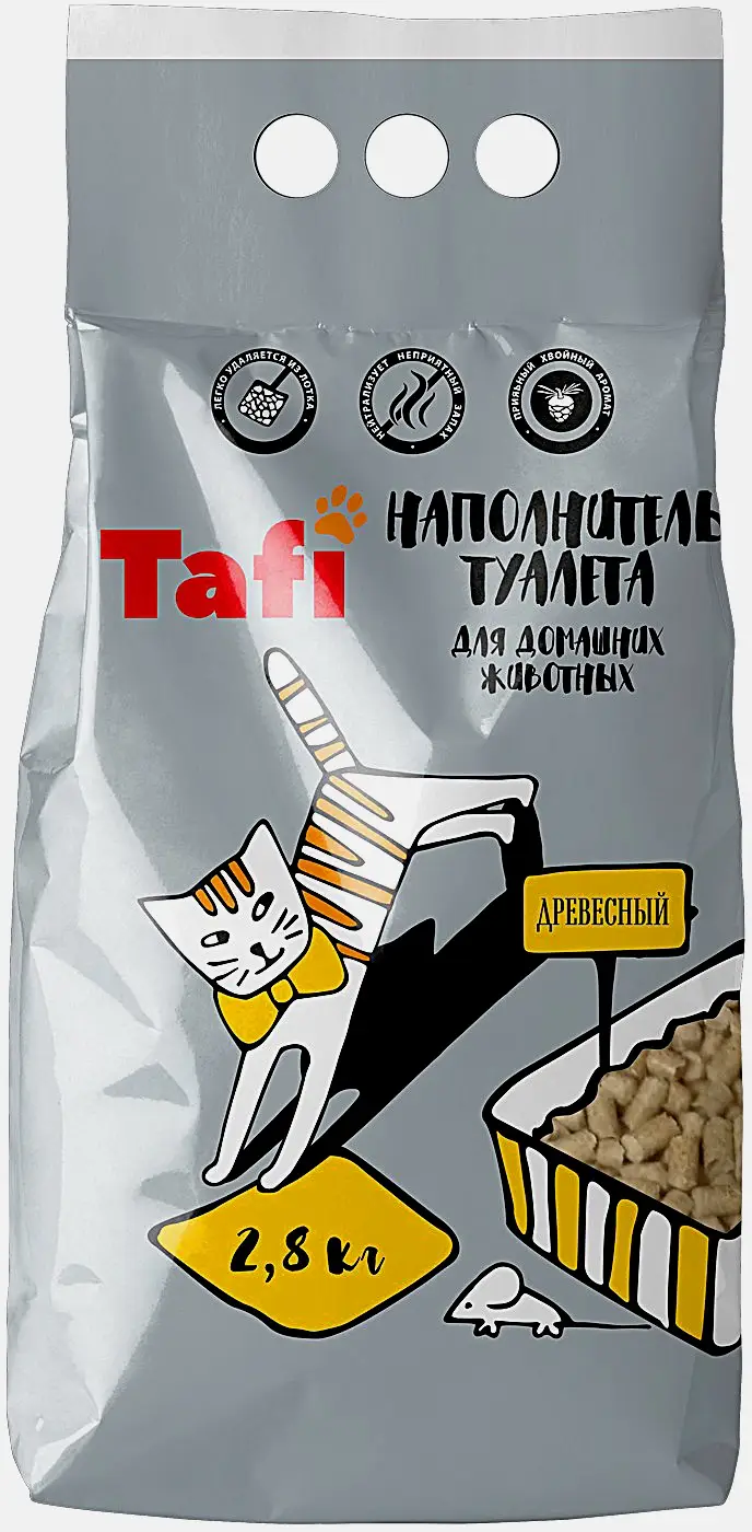 Наполнитель для кошачьего туалета Tafi древесный 2.8кг