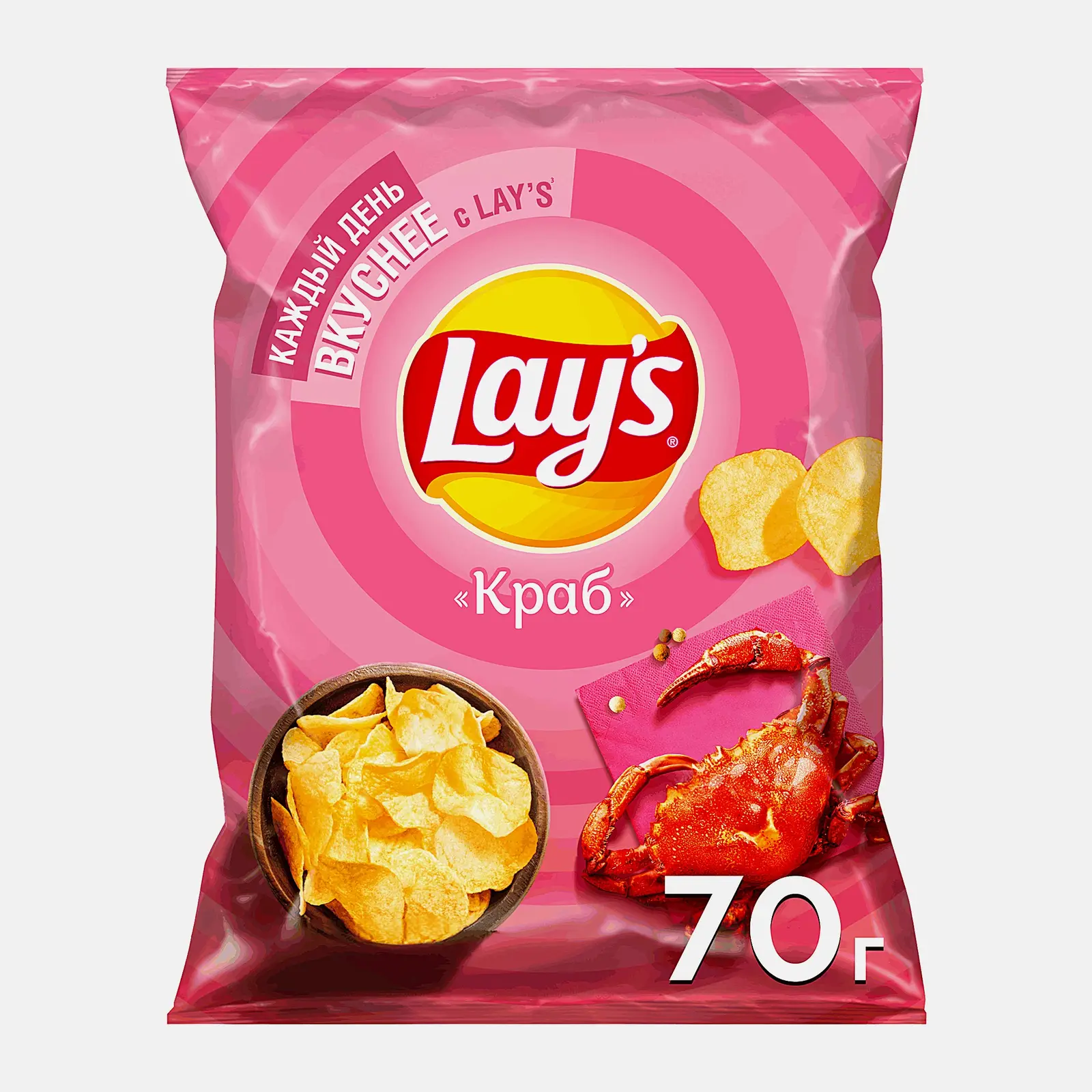 Изображение товара Чипсы Lays Краб 70г - вкус морских деликатесов и хрустящая текстура