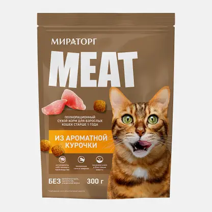 Сухой корм для взрослых кошек Мираторг Meat курица 300г