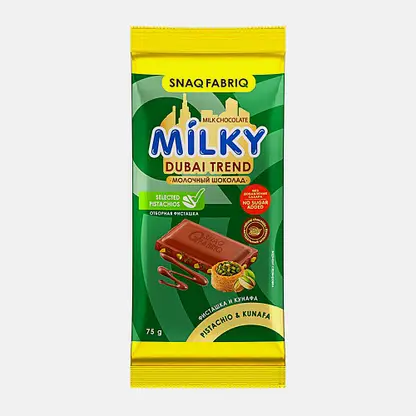 Шоколад молочный с фисташкой и хрустящим тестом Snaq Fabriq 75г