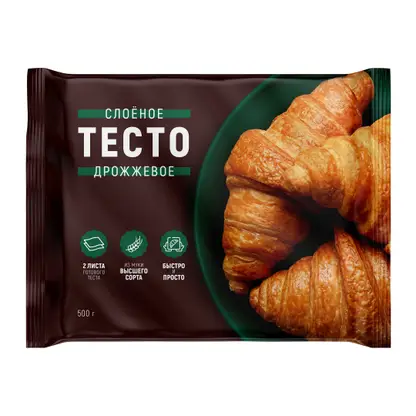 Изображение товара Тесто слоеное дрожжевое 500г