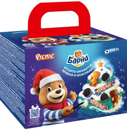 Изображение товара Новогодний подарок Барни Picnic/Oreo ассорти бисквитов 370г