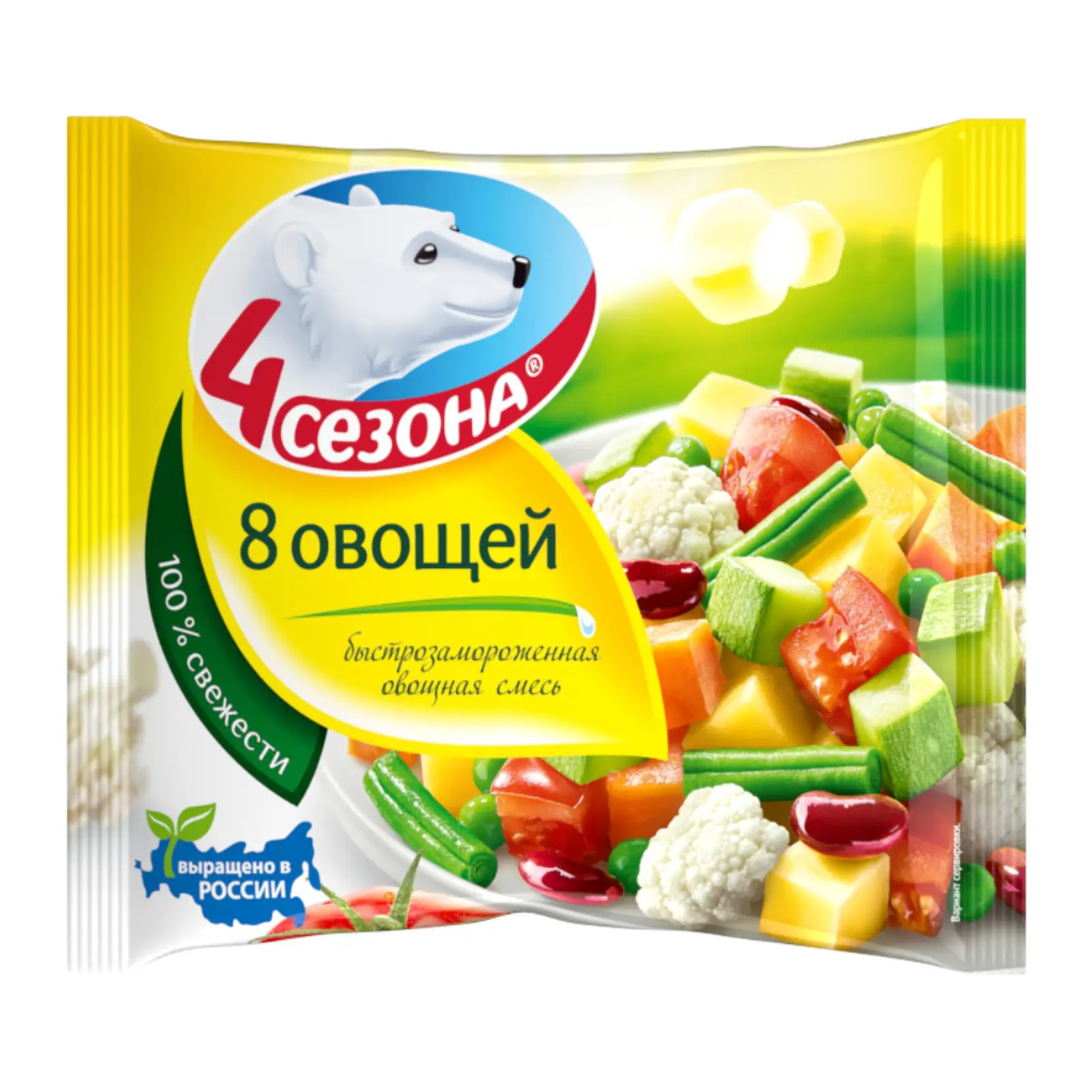 Изображение товара Смесь овощная 4 Сезона 8 овощей быстро замороженная 400г для здорового питания