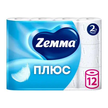 Изображение товара Туалетная бумага Zewa Плюс без аромата 2 слоя 12 рулонов