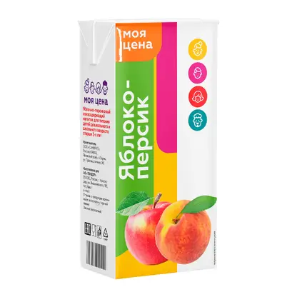 Изображение товара Яблочно-персиковый напиток Моя цена 930мл освежающий фруктовый сок