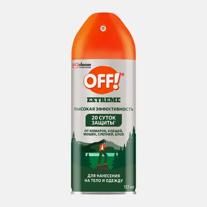 Аэрозоль от комаров клещей мошек и слепней OFF! Extreme 157мл