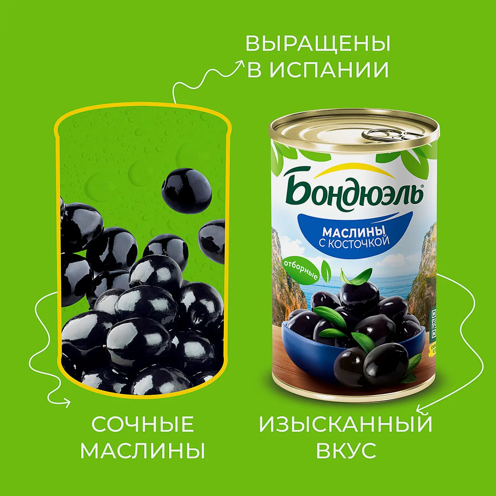 Маслины Бондюэль с косточкой 300г