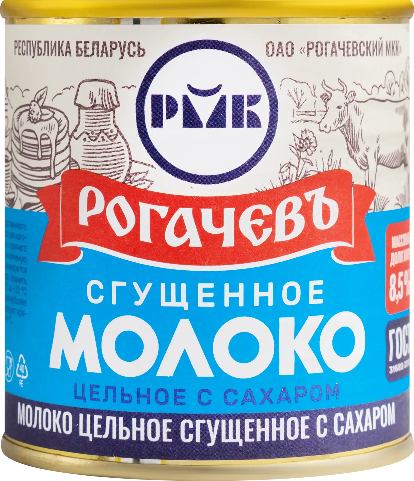 Молоко сгущенное Рогачевъ с сахаром 8.5% 380г — в каталоге на сайте сети  Магнит | Краснодар