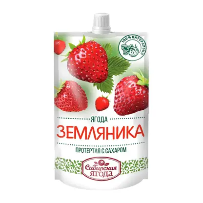 Изображение товара Земляника Сибирская ягода протертая с сахаром 280г