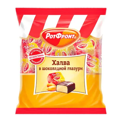 Изображение товара Конфеты Рот Фронт Халва в шоколадной глазури 370г
