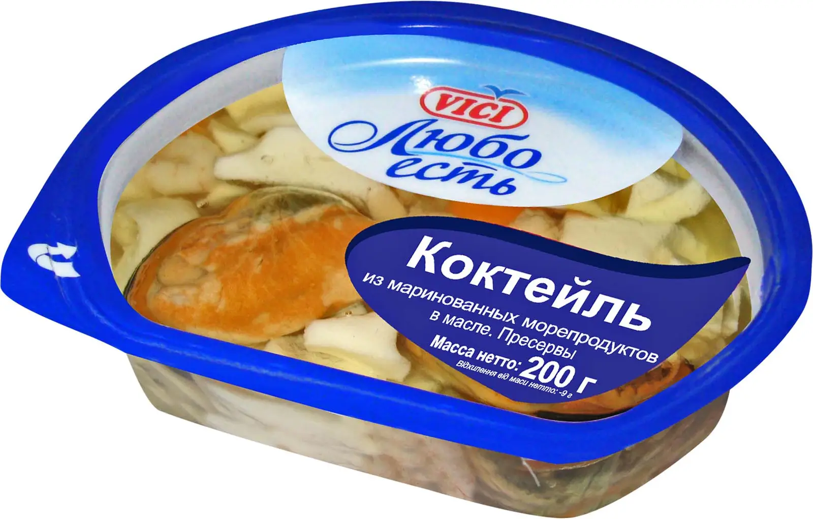 Коктейль Vici Любо есть из морепродуктов в масле 200г - Магнит-Продукты