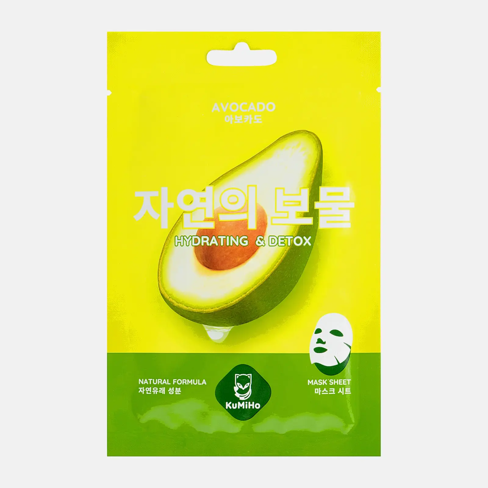 Маска для лица Kumiho тканевая с экстрактом масла авокадо 23мл