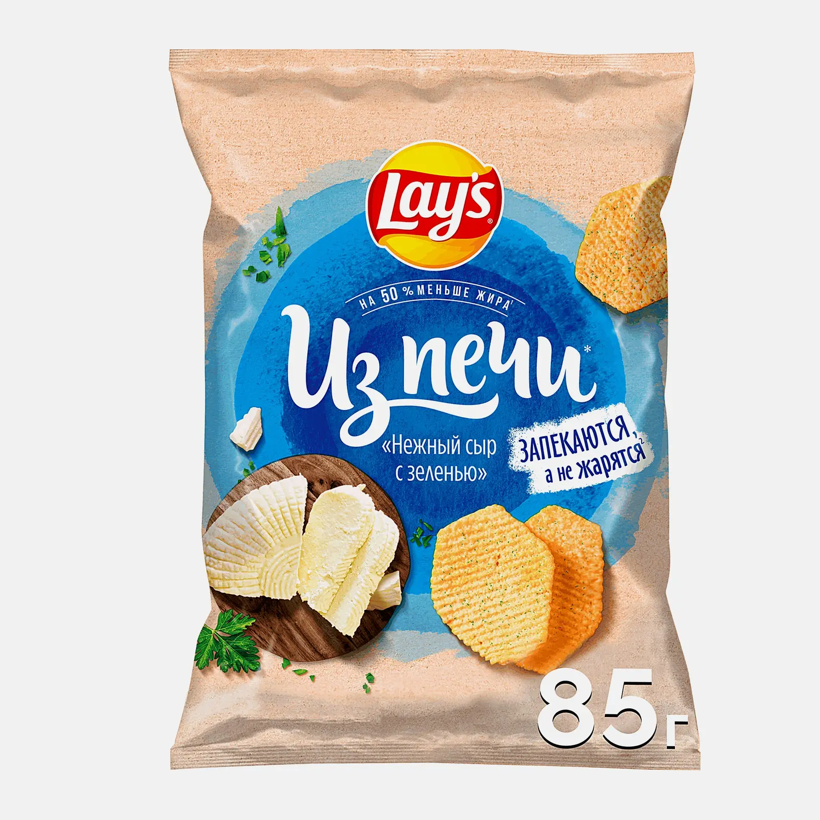 Изображение товара Чипсы Lays Из печи Нежный сыр с зеленью 85г запечённые с меньшим содержанием жира