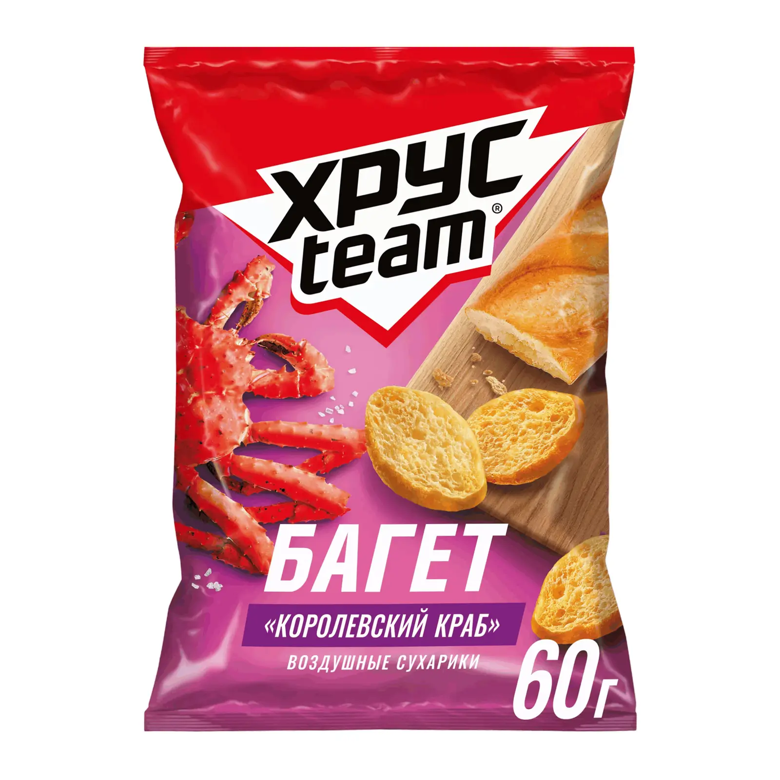 Изображение товара Сухарики Хрусteam Багет Королевский краб 60г