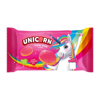 Изображение товара Печенье сахарное в глазури Клубника Unicorn 105г