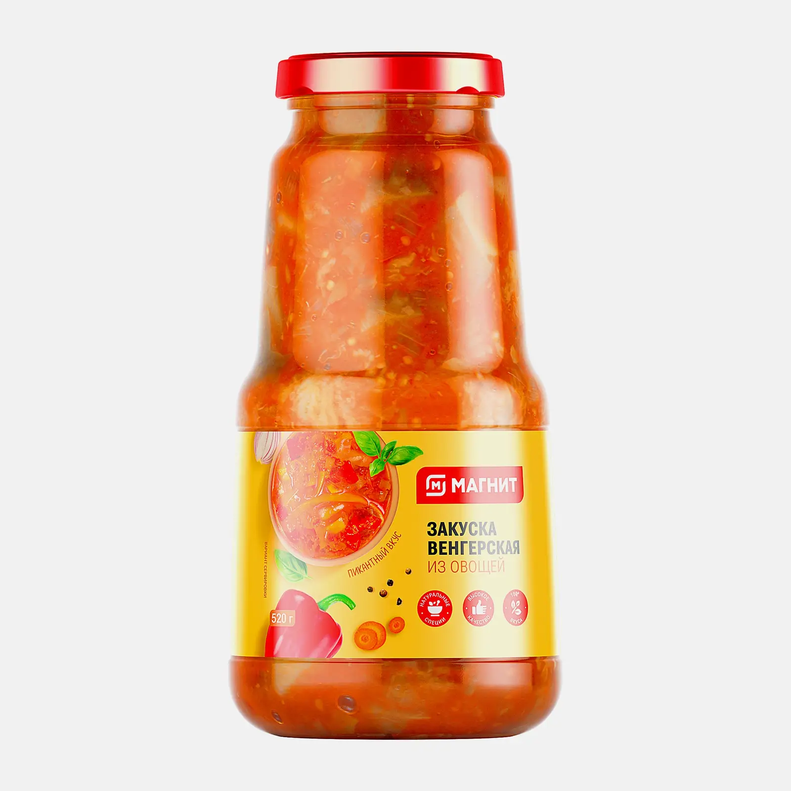 Изображение товара Закуска овощная Венгерская 520г Магнит с ярким вкусом и натуральными ингредиентами