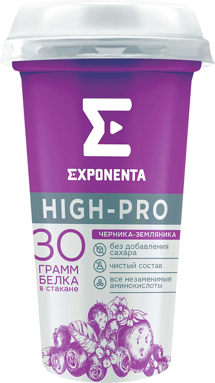 Кисломолочный напиток Exponenta High-Pro обезжиренный черника земляника  250г — в каталоге на сайте сети Магнит | Краснодар