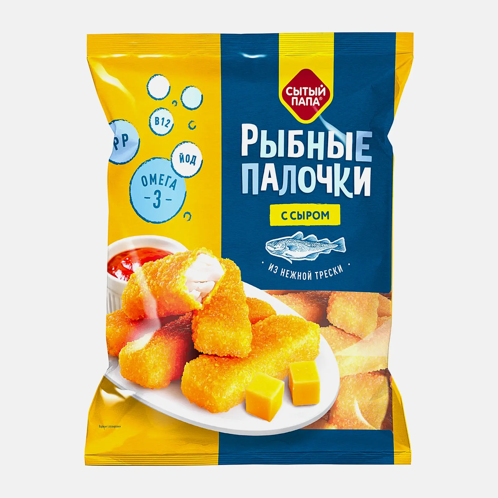 Рыбные палочки Сытый папа тресковые с сыром 375г