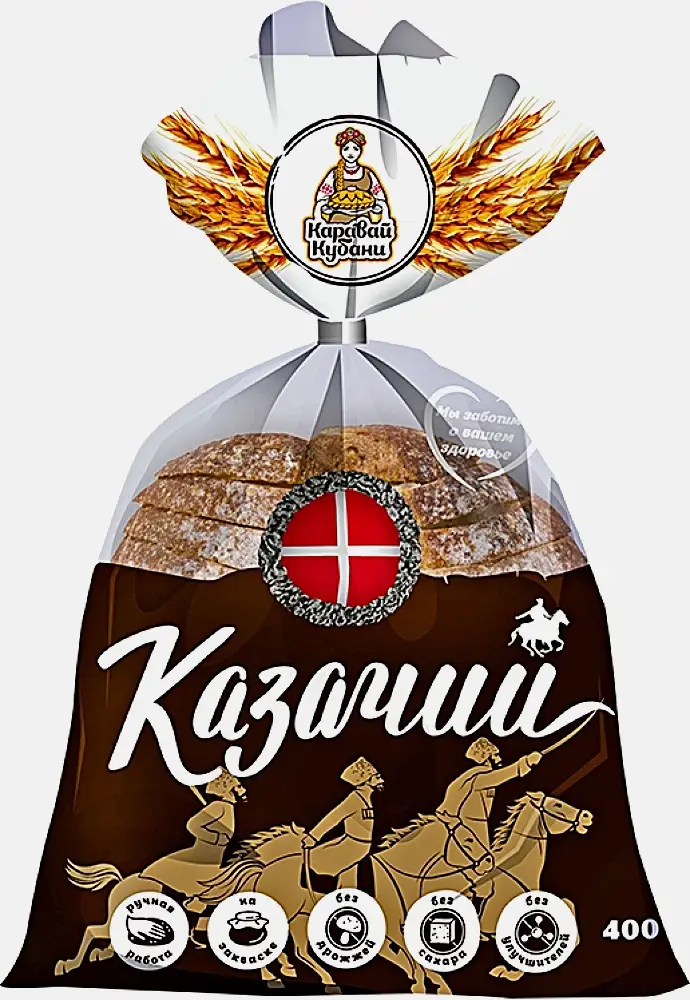 Хлеб Казачий бездрожжевой нарезанный Краснодарский хлебозавод №6 400г