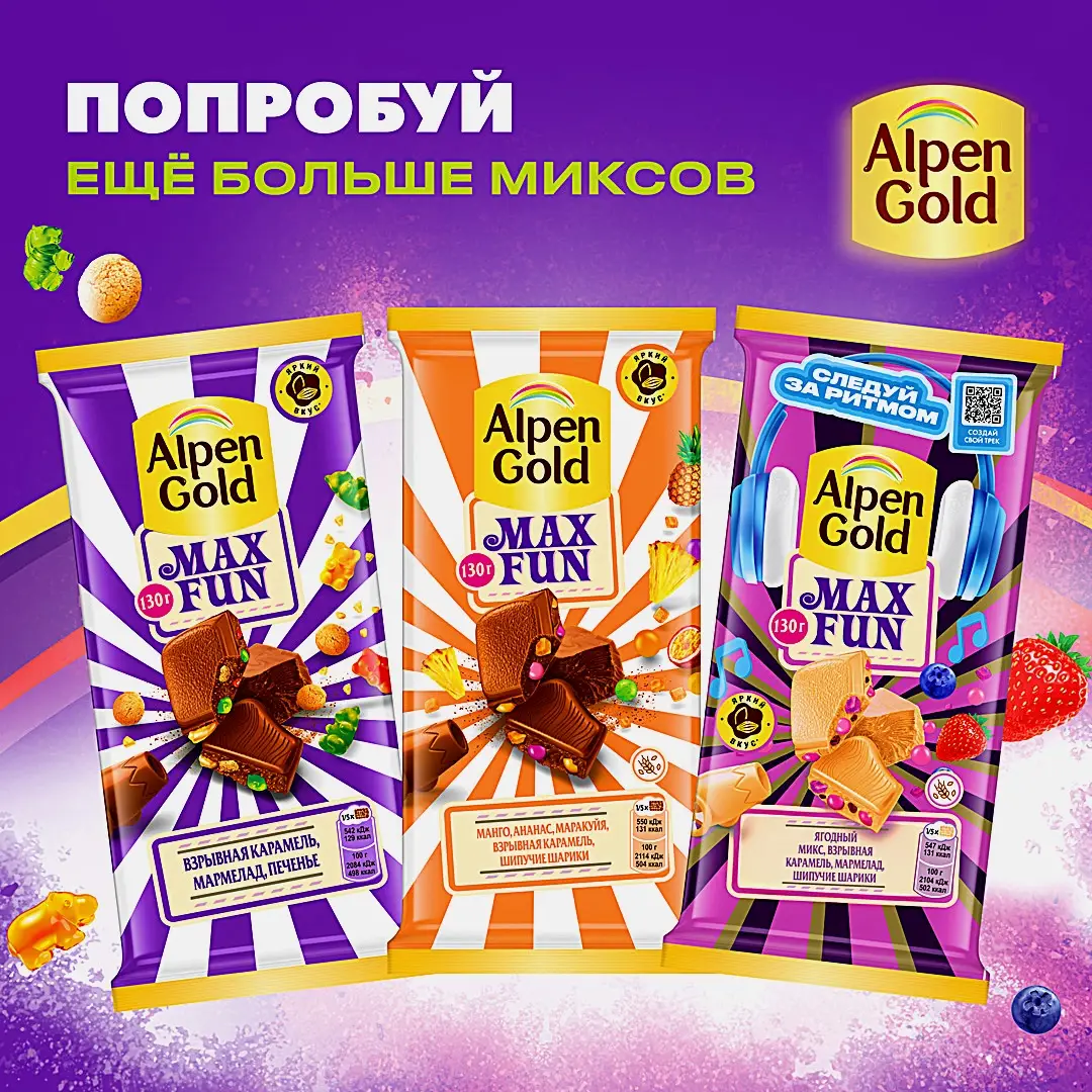 Шоколад Alpen Gold Max Fun Взрывная карамель мармелад печенье 130г - фото 7 Шоколад Alpen Gold Max Fun Взрывная карамель мармелад печенье 130г - фото 7