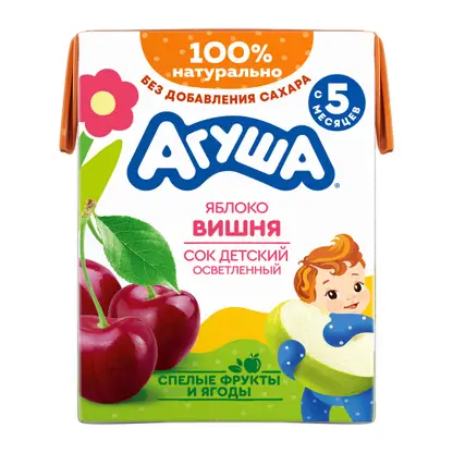 Изображение товара Детский сок Агуша Яблоко-вишня 200мл с 5 месяцев