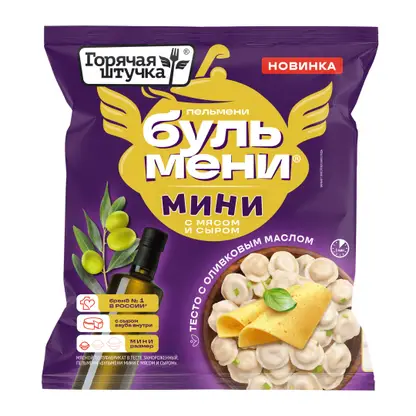 Изображение товара Пельмени Бульмени Мини с мясом и сыром гауда Горячая Штучка 400г