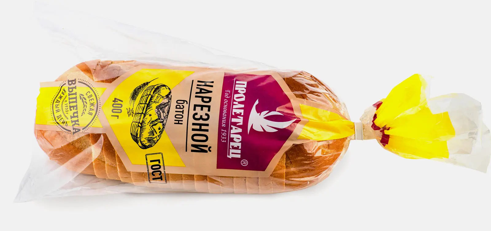 Изображение товара Батон Нарезной ХК Пролетарец 400г - свежий и вкусный хлеб