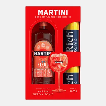 Набор Напиток Martini Fiero красный сладкий 14.9% 1л + Тоник 660мл