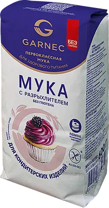 Мука с разрыхлителем для кексов без глютена Garnec 600г