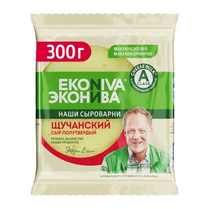 Изображение товара Сыр ЭкоНива Щучанский полутвердый 50% 300г натуральный вкус